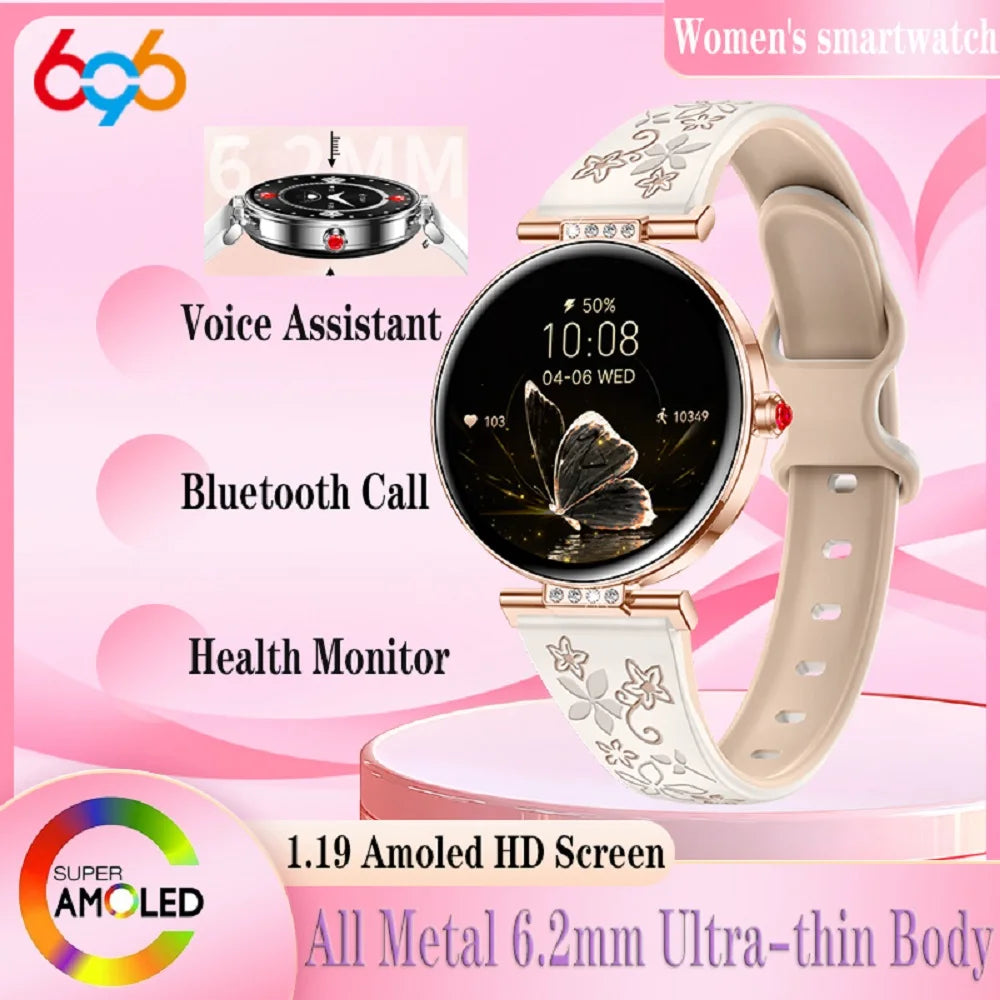 Lady Smartwatch Information Push Amoled Screen BT Call Smart Watch Women's Health Monitor Sports 6.2mm Ultra-thin All Metal Case Oasis Select