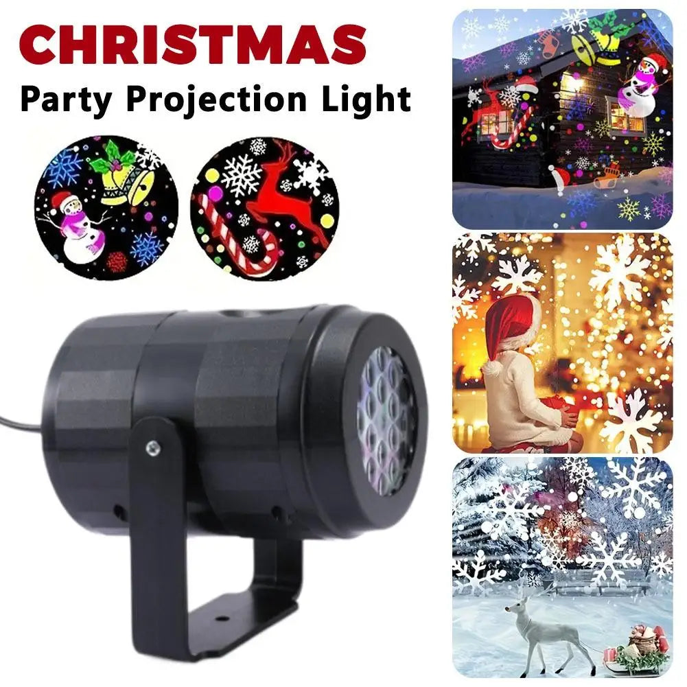 USB Powered Christmas Snowflake Projector Fairy Lamp with Holiday Patterns Rotating Spotlight for Home Decor Halloween Xmas Gift Oasis Select