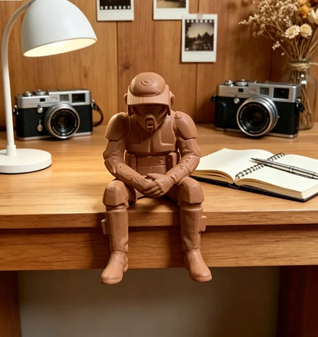 Thinking Sci-Fi Armored Mini Figurines 3D Printed Futuristic Soldier Meditation Seated Pose Desk Ornaments Game Room Home Decor Oasis Select soldier4