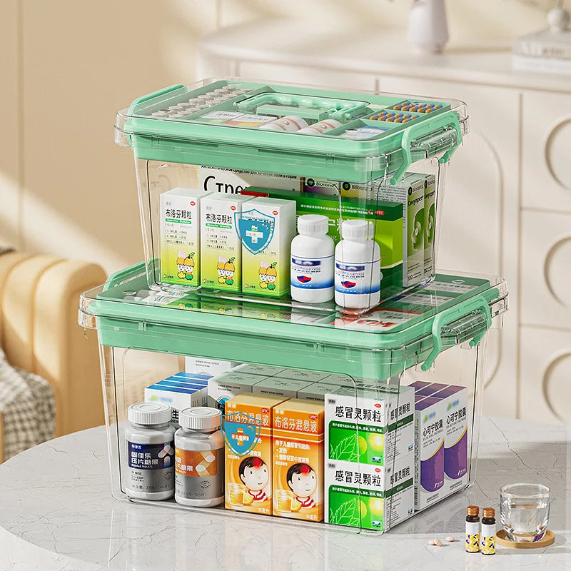 Medical Storage Box,Transparent Medicine Cabinet,Large-Capacity First Aid Kit,Multifunctional Home Aid Case,Various Colors Oasis Select