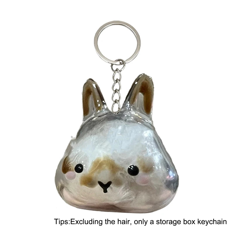 Rabbit Hair Storage Box Pendant Keychain Pet Hair Keepsake Box Pet Memorial Collection Box Bag Pendant DIY Decoration Gift Oasis Select A2