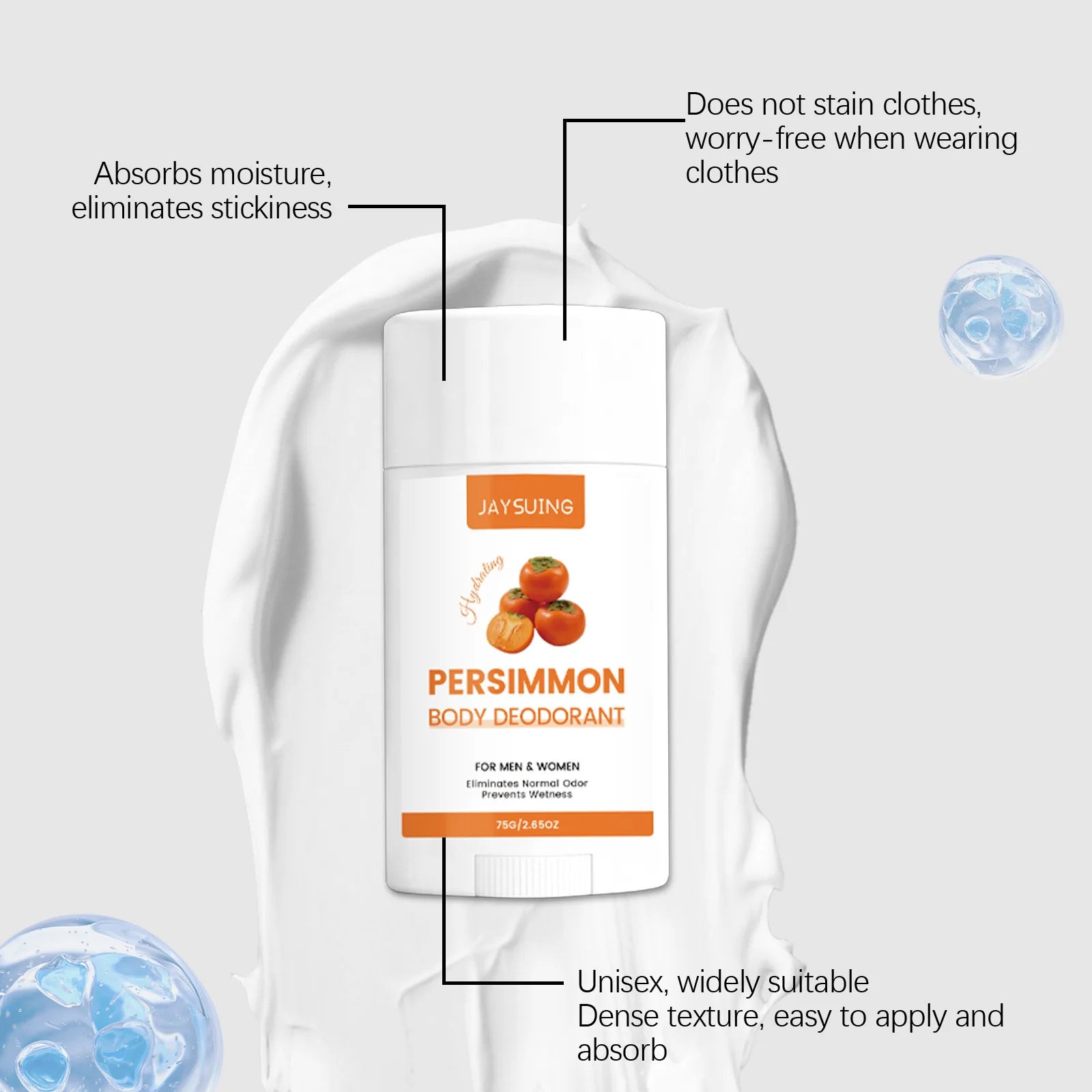 Persimmon Scent Deodorant Stick Remove Body Odor Lasting Refresh Reduce Underarm Sweat Women Men Skin Underarm Antiperspirant Oasis Select