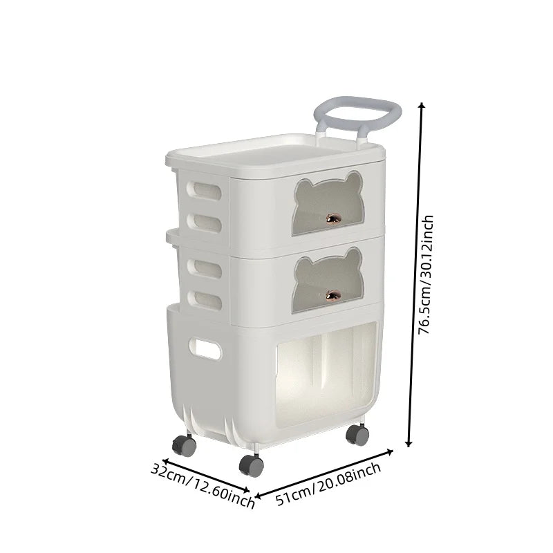 3/4-Tier Rolling Storage Organizer Large Capacity Sealed Drawers Space-Saving Dust-Proof for Snacks/Toys Oasis Select White-3 Layers