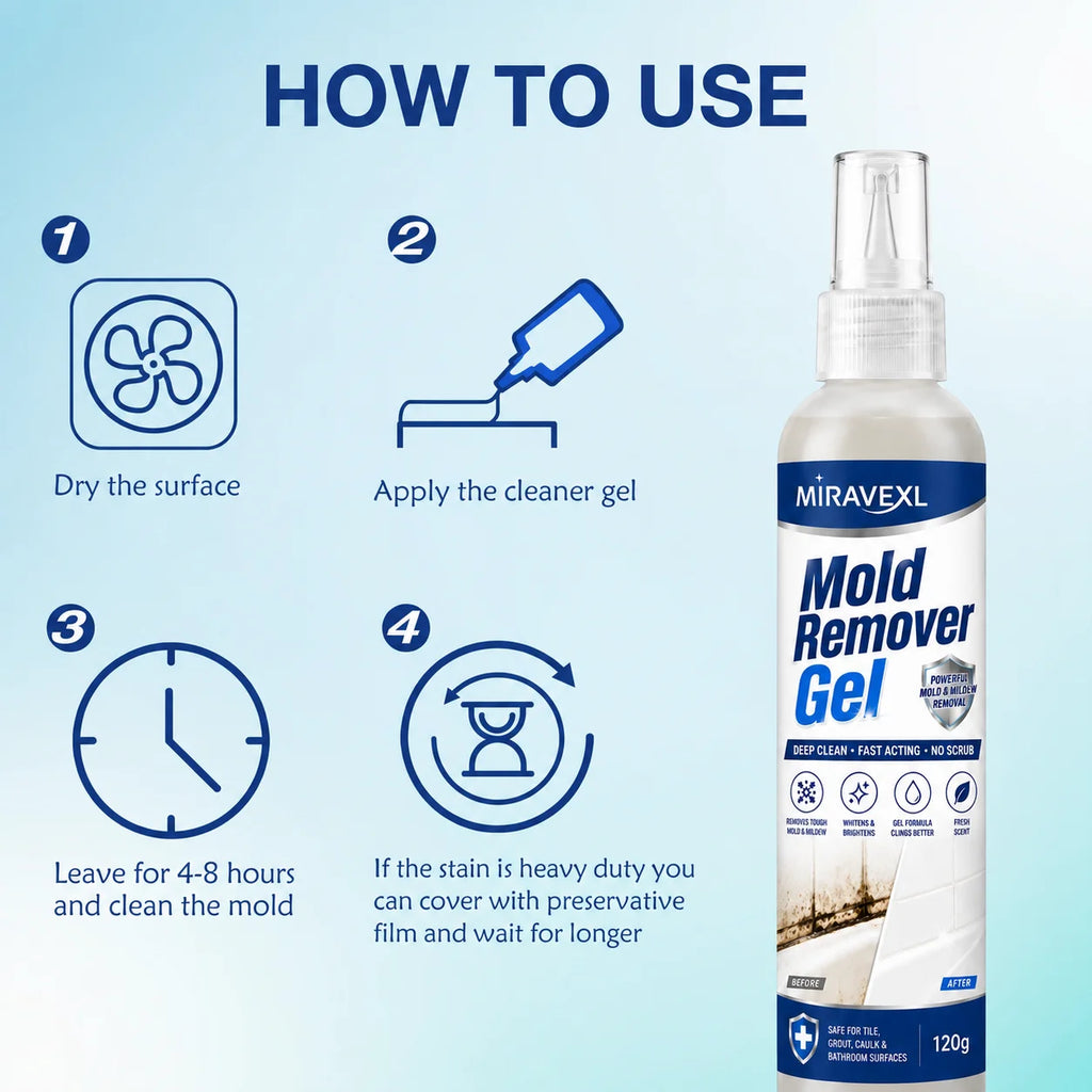 Mildew Cleaning Gel with Brush and Disposable Gloves Fast Acting Mold Remover forBathroom Grout Tiles Kitchen Seals Home Care Oasis Select