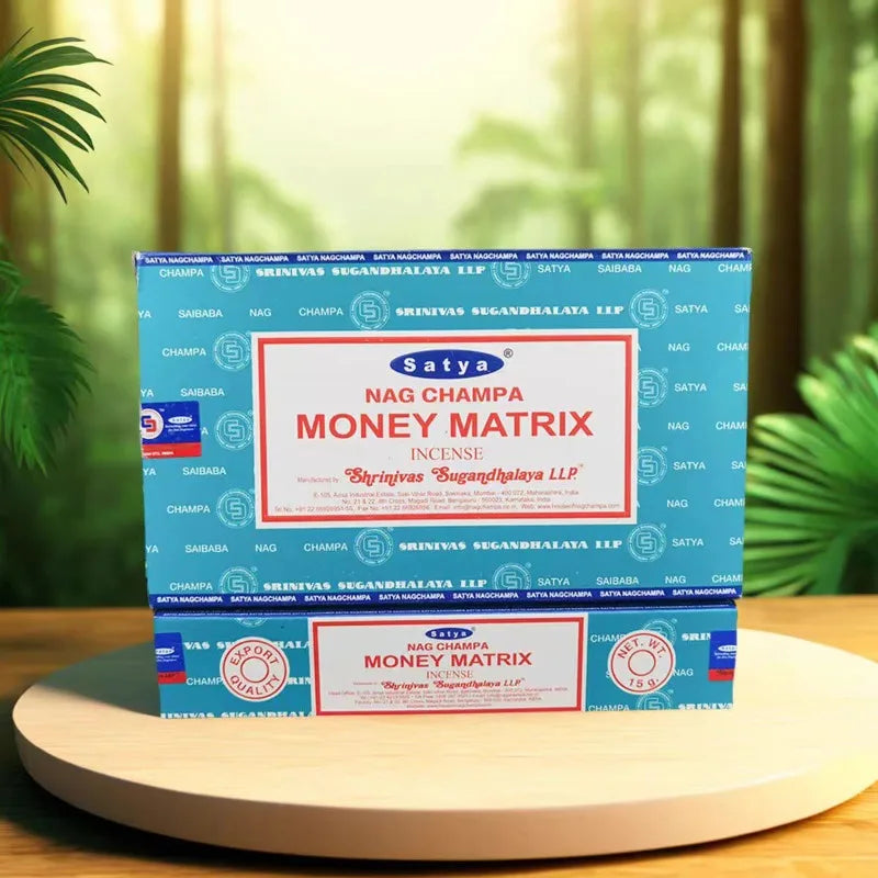 4 Boxes MONEY MATRIX Incense Sticks - Mixed Flavor Satya Handmade Sandalwood/Lavender/BLACK OPIUM/PALO SANTO/Super Hit/NAGCHAMPA Oasis Select