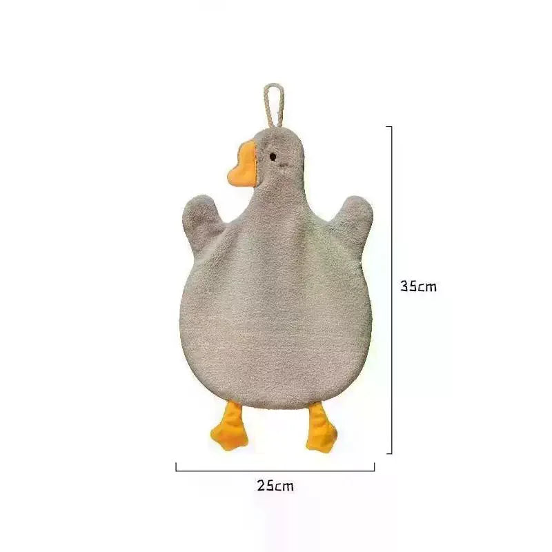 Cartoon Goose Hanging Hand Towel | Soft Coral Fleece 35×25cm Hanging Hand Towel Oasis Select