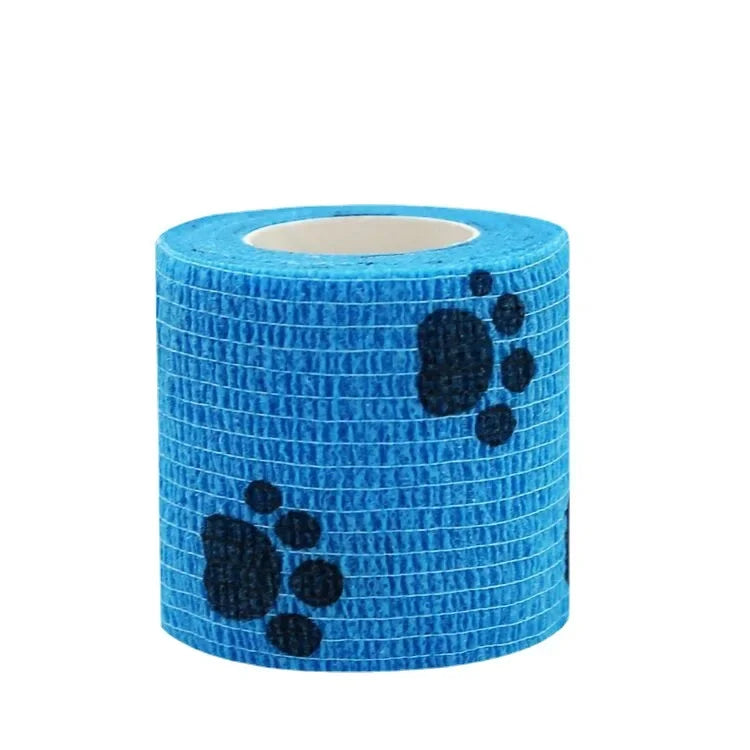 Self-adhesive Elastic Bandage For Pet Nonwoven Bandage Cover Protector Dog Outdoor Retractable Sports Tape Self Adherent Bandage Oasis Select Blue Footprint 10x45cm