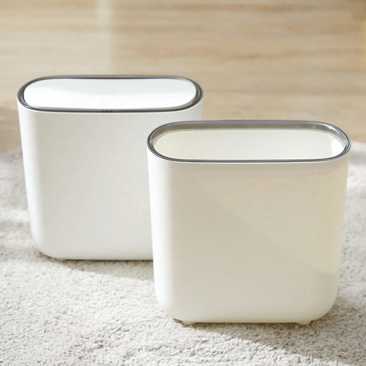 Narrow Shape Press Ring Trash Can with Lid for Bathroom Gap, Highlighting the Features of Garbage Classification Oasis Select