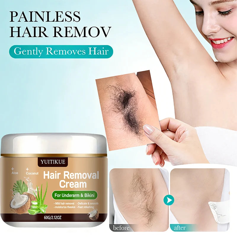 YUITIKUE Hair Removal Cream – Coconut & Aloe Vera 60g