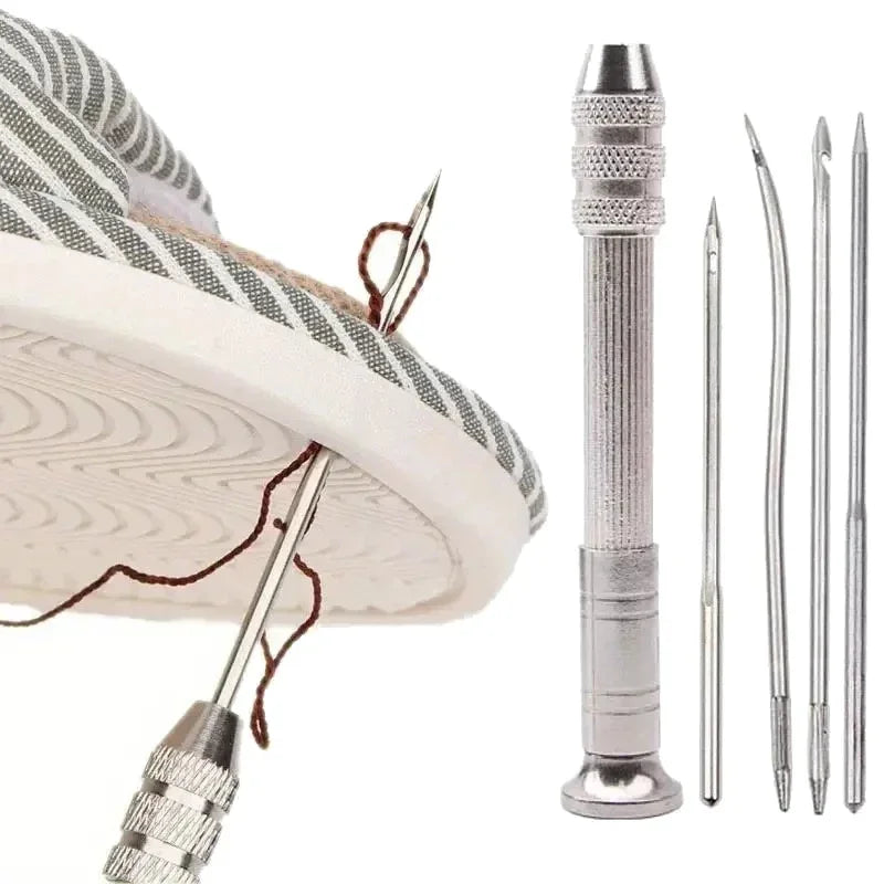 Leather Sewing Needles Kit, Set Contains Silver Leather Sewing Awl, 4 Piece Needle Suitable for Leather Canvas Tent Oasis Select