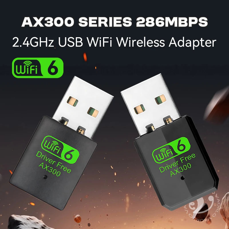 Mini USB WiFi Wireless Adapter WIFI6 AX300 802.11AX Network Card 2.4GHz Dongle Receiver 286M For PC/Laptop Win7/10/11 Drive Free Oasis Select