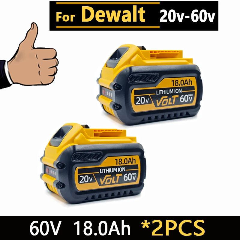 New for Dewalt lithium battery 20V/20V universal lithium battery fast charging DCB118 DCB115 DCG405 DCF512 DCD805 DCF887 battery Oasis Select 2Pcs 60V 18.0Ah