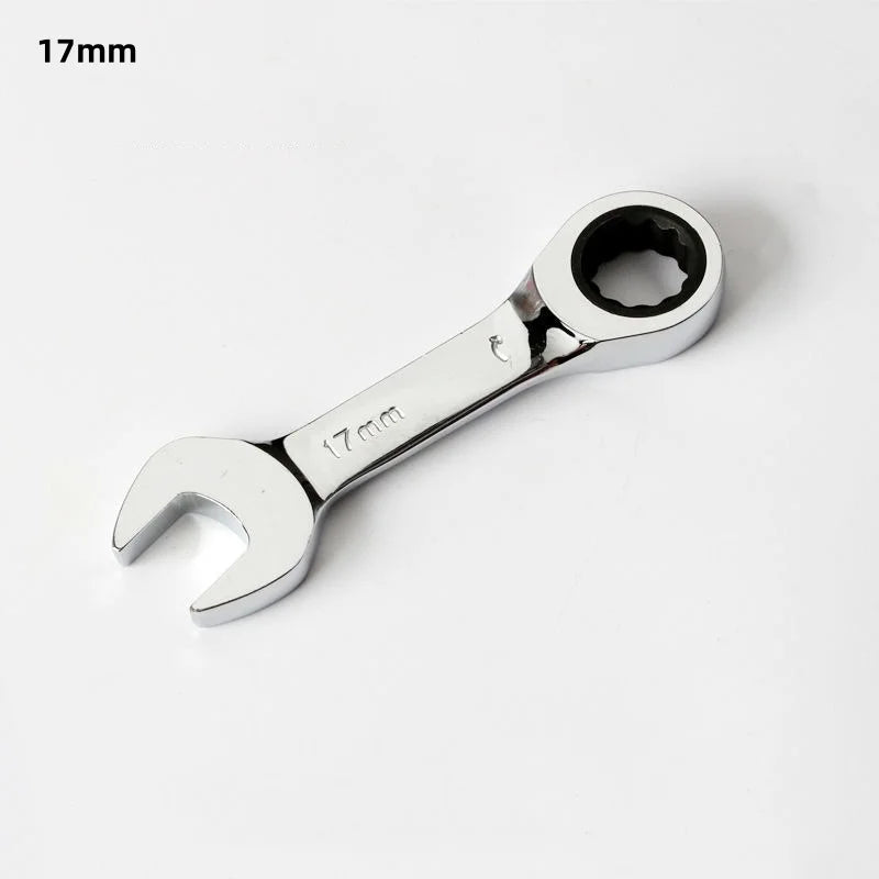 1Pcs 6-19mm 72 Tooth Short Handle Ratchet Socket Wrench CRV Quick Open Reversible Combination Stubby Spanner Auto Repair Tools Oasis Select 17mm