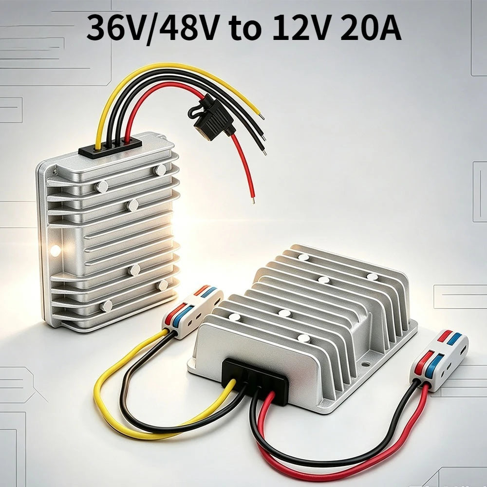 36V/48V Step Down to 12V 20A Buck Converter Regulator Power Supply Module Buck Reducer Waterproof Voltage Reducer for Golf Cart Oasis Select