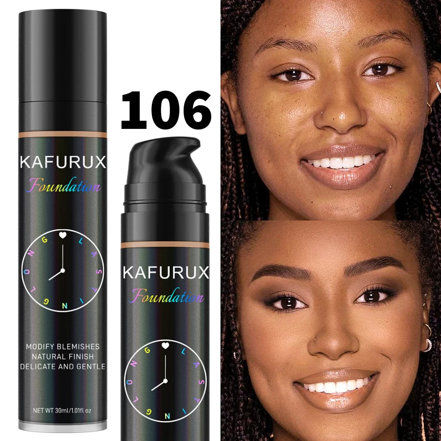 KAFURUX 8-Shade Liquid Foundation – Waterproof & Full Coverage
