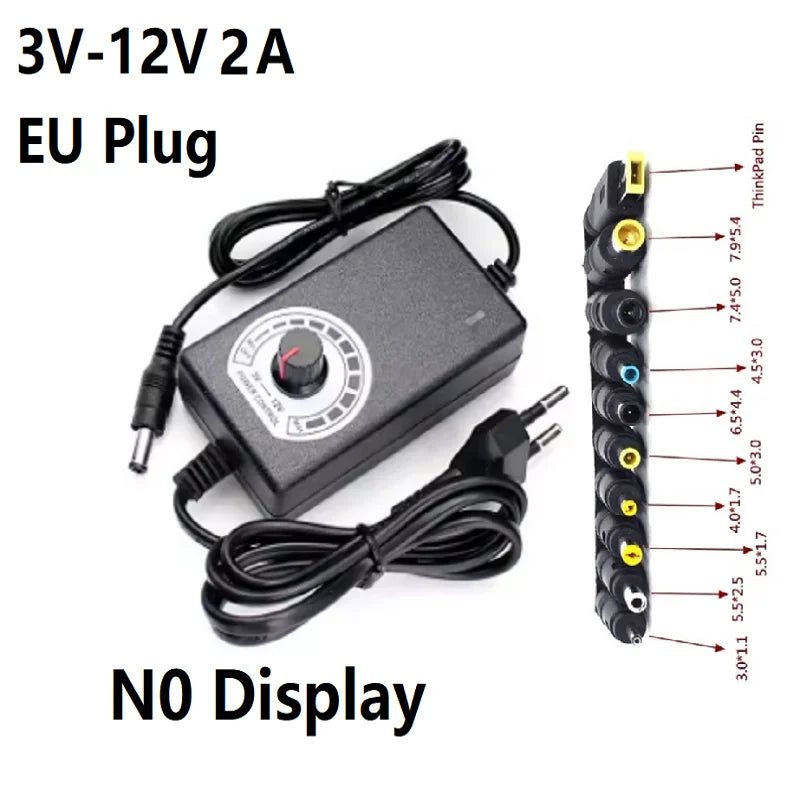 AC Adjustable Power Adapter 9V 12V 24V 1A 2A 3A Adapter 34PCS 8PCS 108PCS Universal AC Power Adapter Various Voltage DC Source Oasis Select EU 2A 10PCS Plug