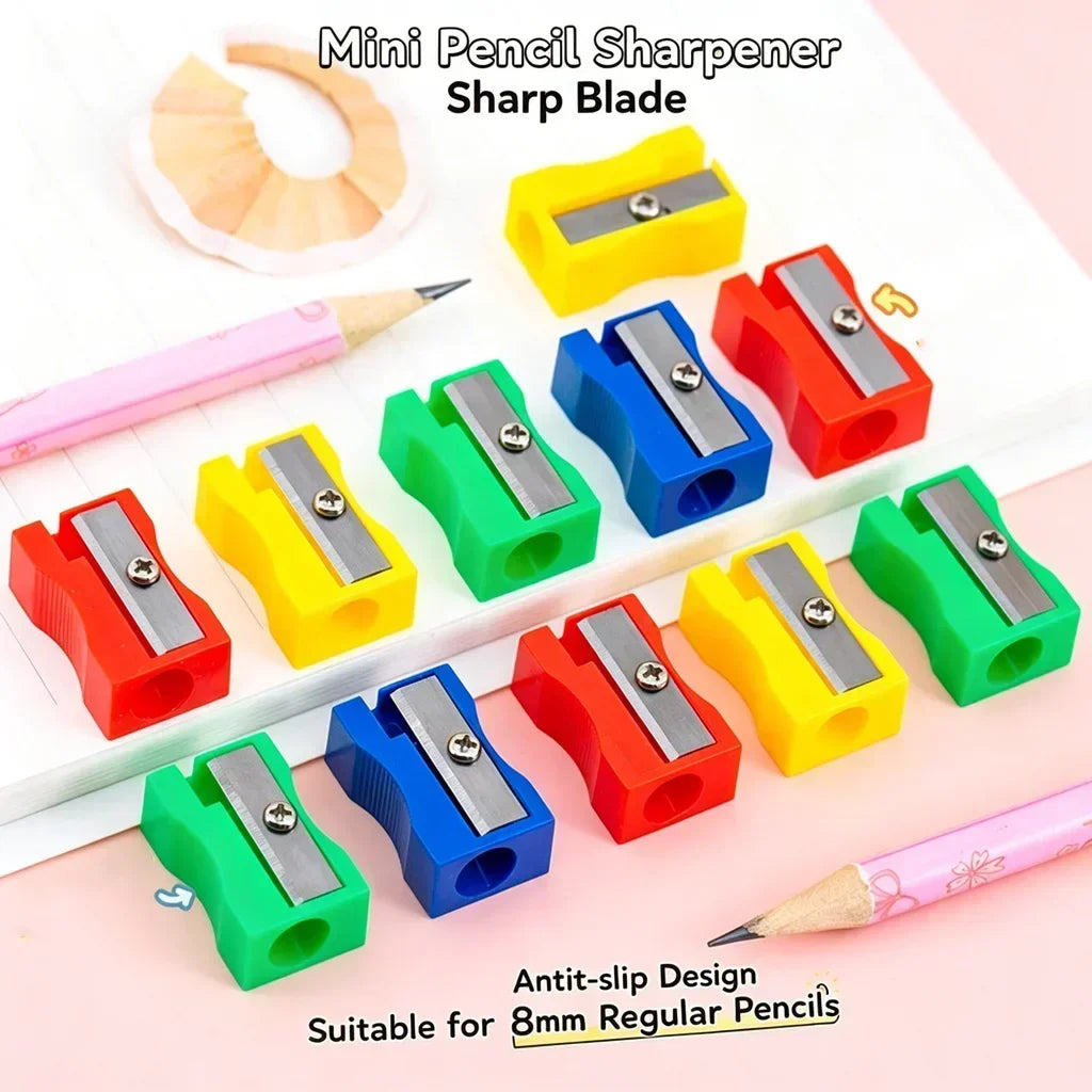 Mini Color Pencil Sharpener Curved Anti-slip Design Plastic Square Pencil Sharpener School Reward Stationery Oasis Select