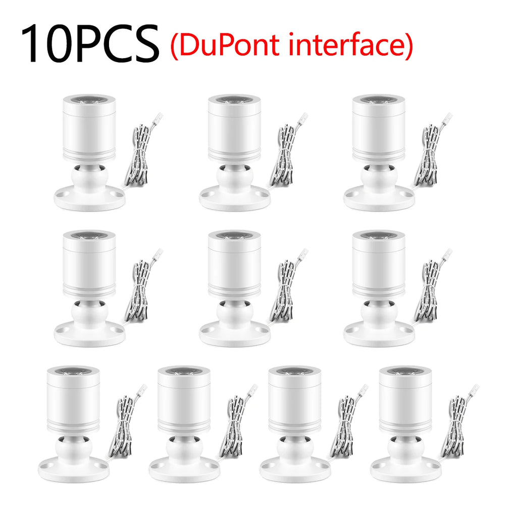 1/2/4/6/10Pcs a Pack Mini LED Spotlight 3W 12V Aluminum Shell Ceiling Wardrobe Wine Cabinet Surface Mount Home Wall Decor Lamp Oasis Select 10PCS White Shell Warm White
