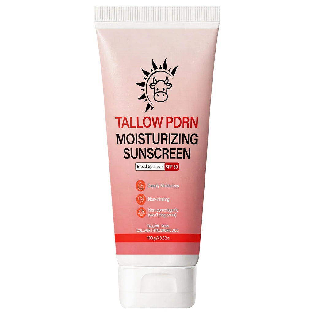 SPF 50 Sunscreen – Tallow PDRN, Collagen, Sensitive Skin SPF Sunscreen Cream Oasis Select Pink 100g
