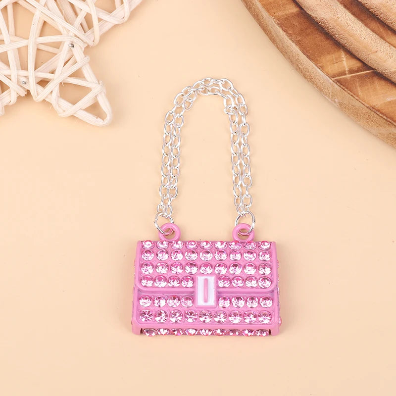 Fashion Creative Doll House Mini Metal Chain Bag Pendulum Doll Bag Miniature Shopping Handbag Clothing Accessories Oasis Select Pink
