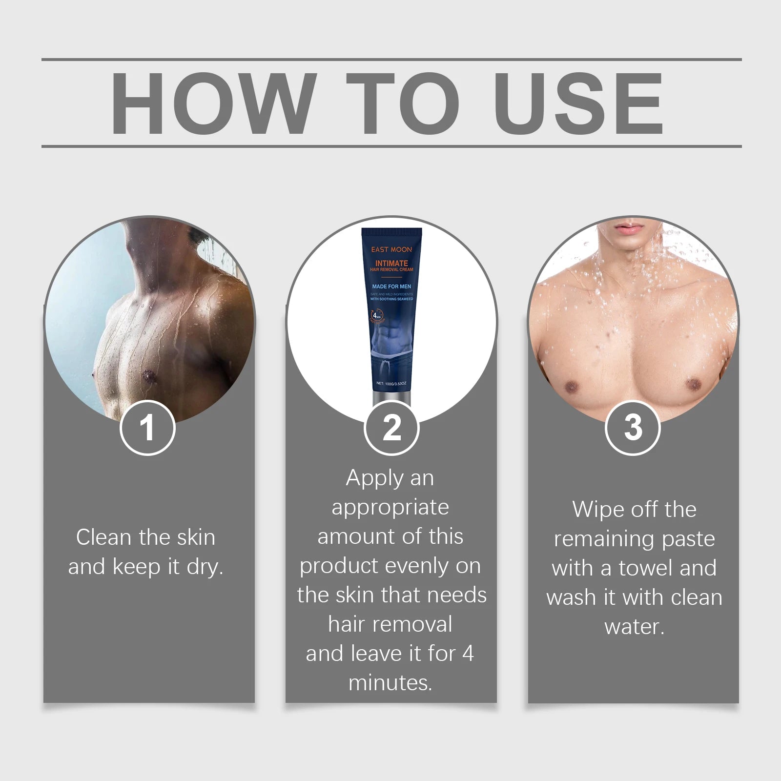 East Moon Men's Hair Removal Cream – Gentle Body Depilatory 100g Hair Removal Cream Oasis Select