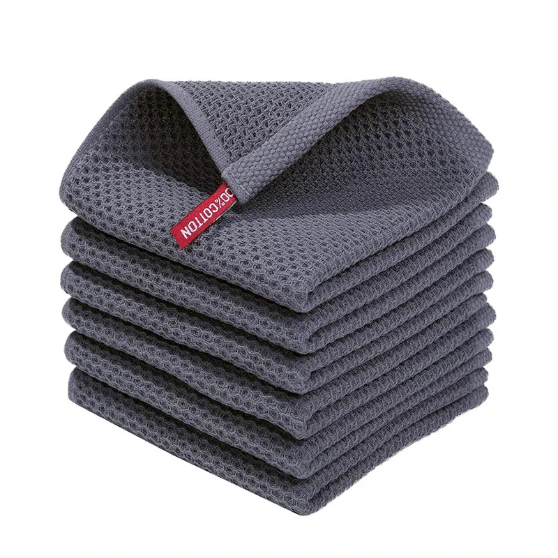 6PCS No Trace Honeycomb Absorbent Dish Tableware Kitchen Rag Towel Glass Cleaning Cleaning Tool Towel Oasis Select grey 6pcs