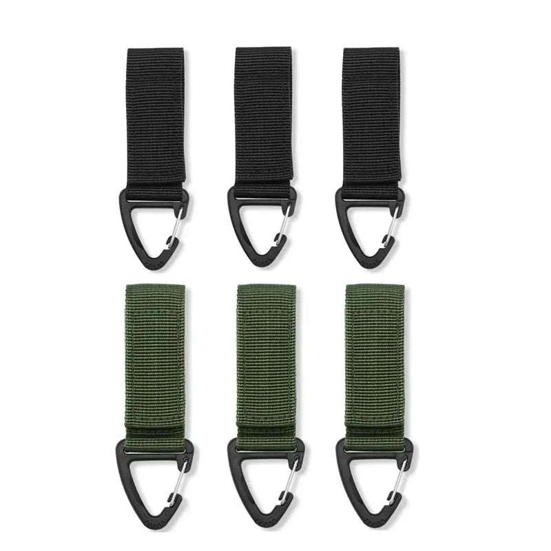 3/6/9pcs Outdoor Camping Carabiner Nylon Tactical Backpack Key Hook Webbing Buckle System Belt Buckle Hanging Climbing Accessory Oasis Select 6pcs mix 2