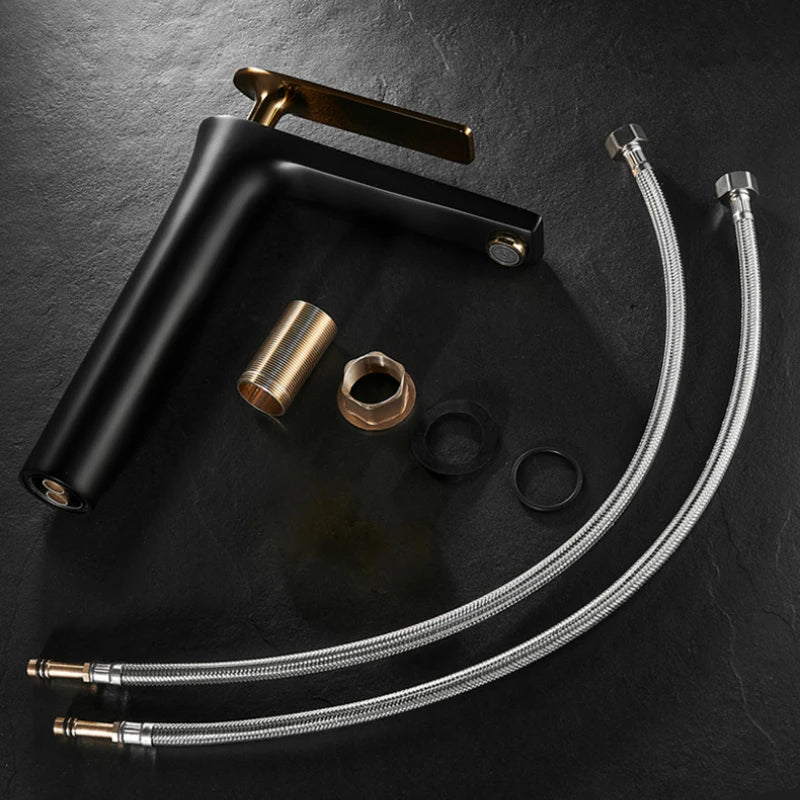 All Copper Black Gold Basin Faucet Sink Hot and Cold Faucet White Heightened Bathroom 1/2,3/8 Oasis Select