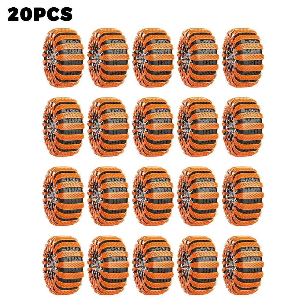20/10pcs Snow Chain Urethane Set Wheel Ties Belts Widen Thicken Car Tire Crawler Anti-skid Wheel Tyre Ties Winter Emergency Tool Oasis Select orange 20pcs