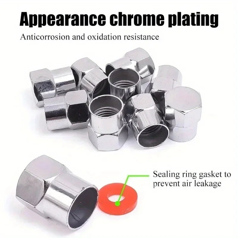 40 Pcs Tire Valve Cap with O Rubber Ring Plastic Chrome Dust Proof Covers Universal Cars Bicycle Trucks Motorcycles Accessories Oasis Select