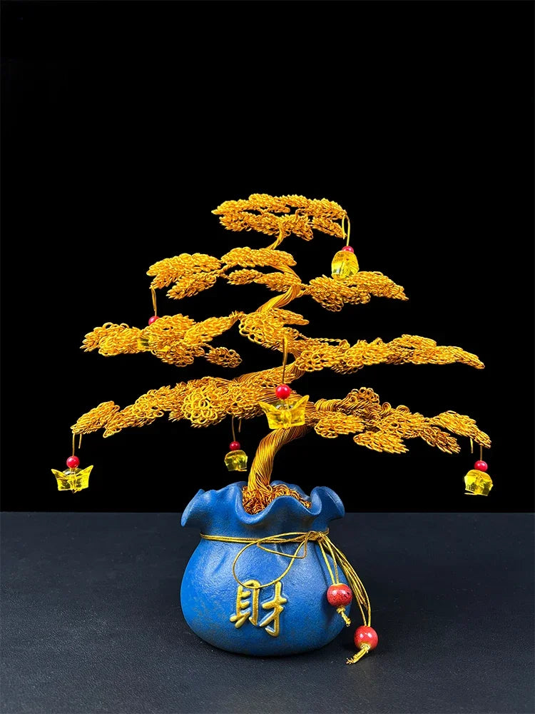 Cash cow handicraft fortune tree fortune decoration wine cabinet decoration living room office shop opening gifts Oasis Select