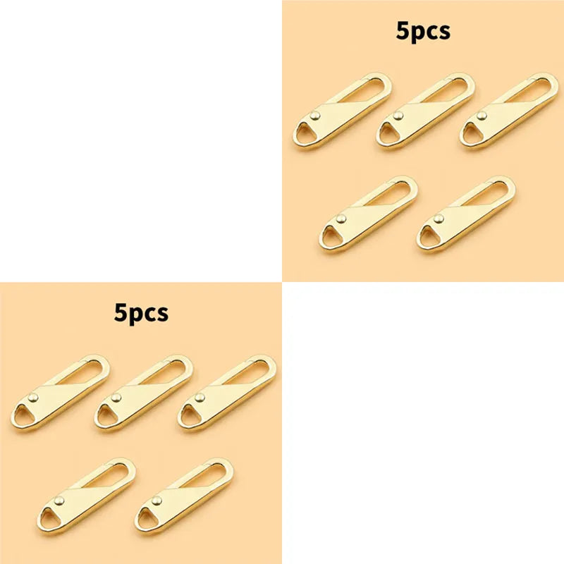 5/10/15/20pcs Universal Replacement Zipper Slider Metal Alloy Removal Zipper Puller Luggage Bag Zip Head DIY Craft Sewing Tool Oasis Select 10pcs Golden