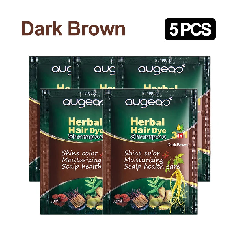 Natural Herbal Hair Dye Shampoo – Grey Coverage 30ml (3/5 Pack) Hair Dye Shampoo Oasis Select 5pcs dark brown China Mainland