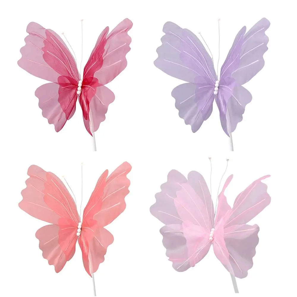 48cm Big Simulation Butterfly Hollow Design Gauze Material 3D Butterfly Large Size 3D Effect Fake Butterfly Wedding Decoration Oasis Select