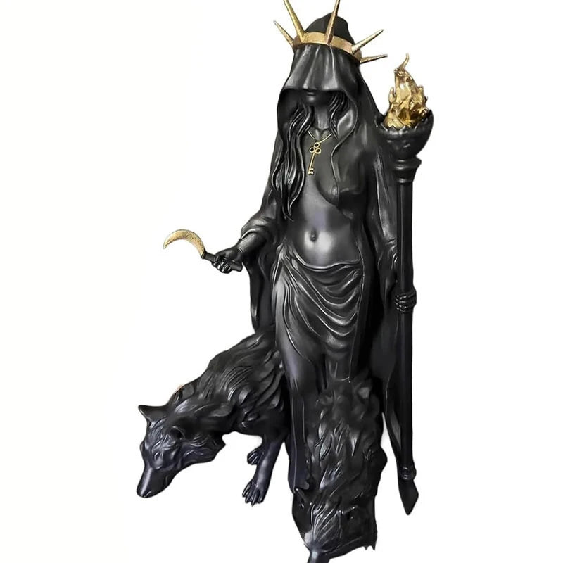 Witch Statue Halloween Decoration Greek Goddess Statue Home Decoration Modern Magic Hound Resin Sculpture Decoration Oasis Select A
