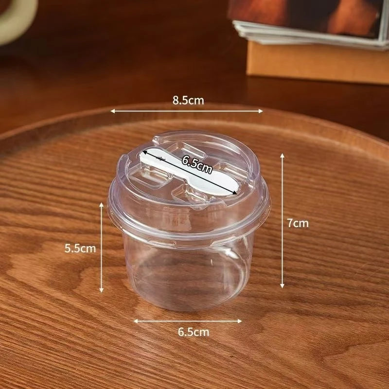 50pcs Round Pudding Cups, Disposable Party Cups with Lids and Spoons, Transparent Mousse Cake Boxes, Yogurt Cups Packaging Box Oasis Select
