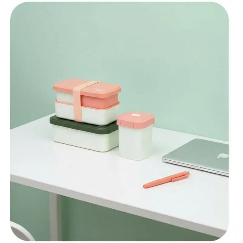 Adult Bento Box,All-inOne Japanese Stackable Lunch Box With Removable Cutlery Set And Sealing Tape,Microwave And Dishwasher Safe Oasis Select