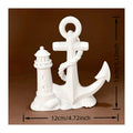 Nautical Anchor & Lighthouse Statue DIY Figurine for Beach Themed Home Office Painting Coastal Home Decor Ornament Handmade Gift Oasis Select anchor white