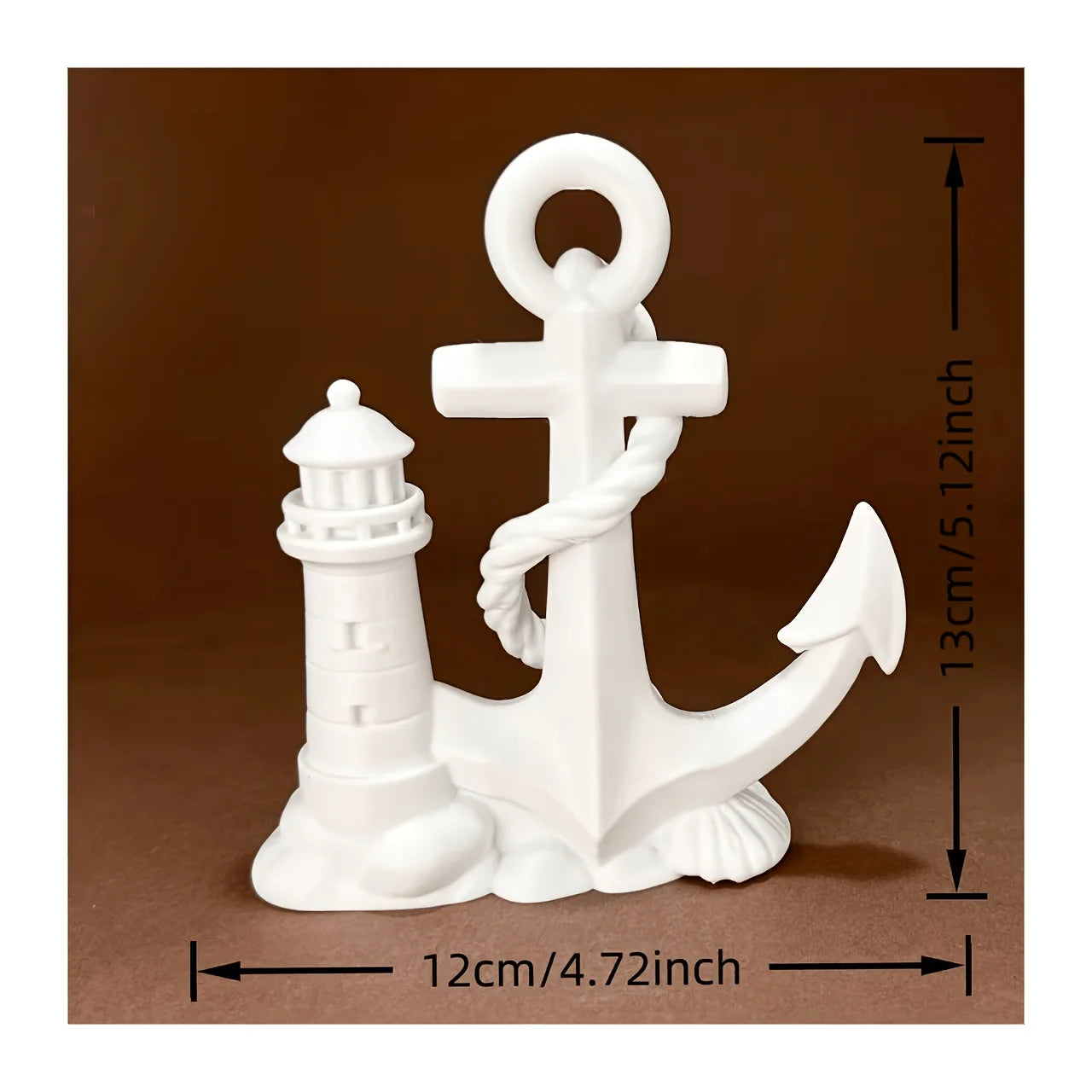 Nautical Anchor & Lighthouse Statue DIY Figurine for Beach Themed Home Office Painting Coastal Home Decor Ornament Handmade Gift Oasis Select anchor white