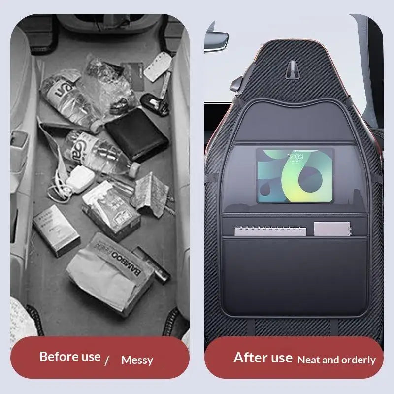 PU Leather Car Seat Kick Proof Pad With Pockets Multi-functional Tablet Holder Auto Seat Back Protection Cover For Kids 1PC Oasis Select