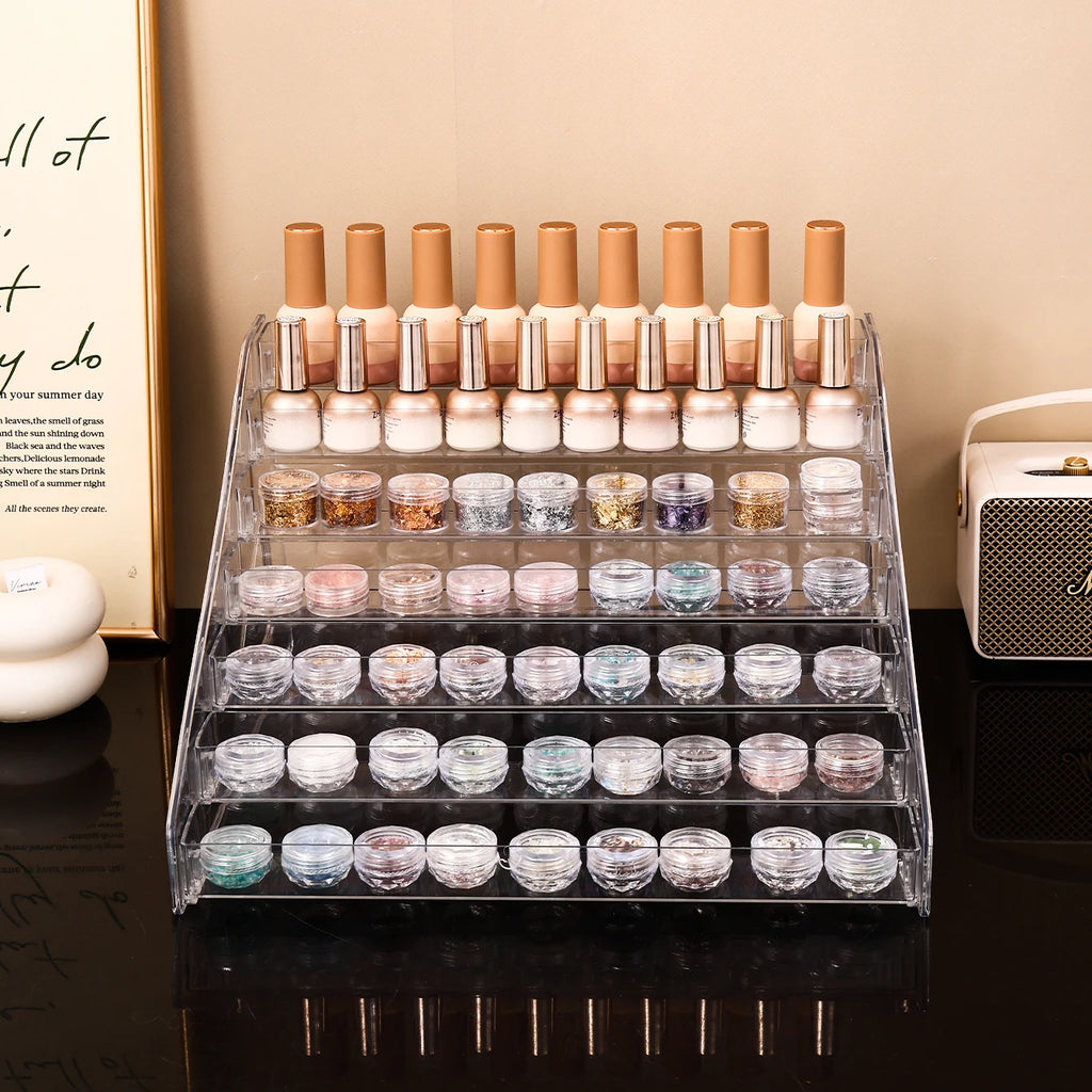 1pc transparent vertical buckle nail polish display stand stepped acrylic perfume lipstick nail polish gel nail polish finisher Oasis Select