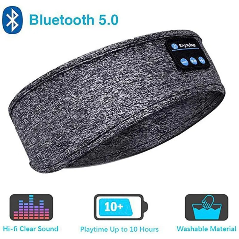 Fone Bluetooth Earphones Sports Sleeping Headband Elastic Wireless Headphones Music Eye Mask Wireless Bluetooth Headset Headband Oasis Select Gray
