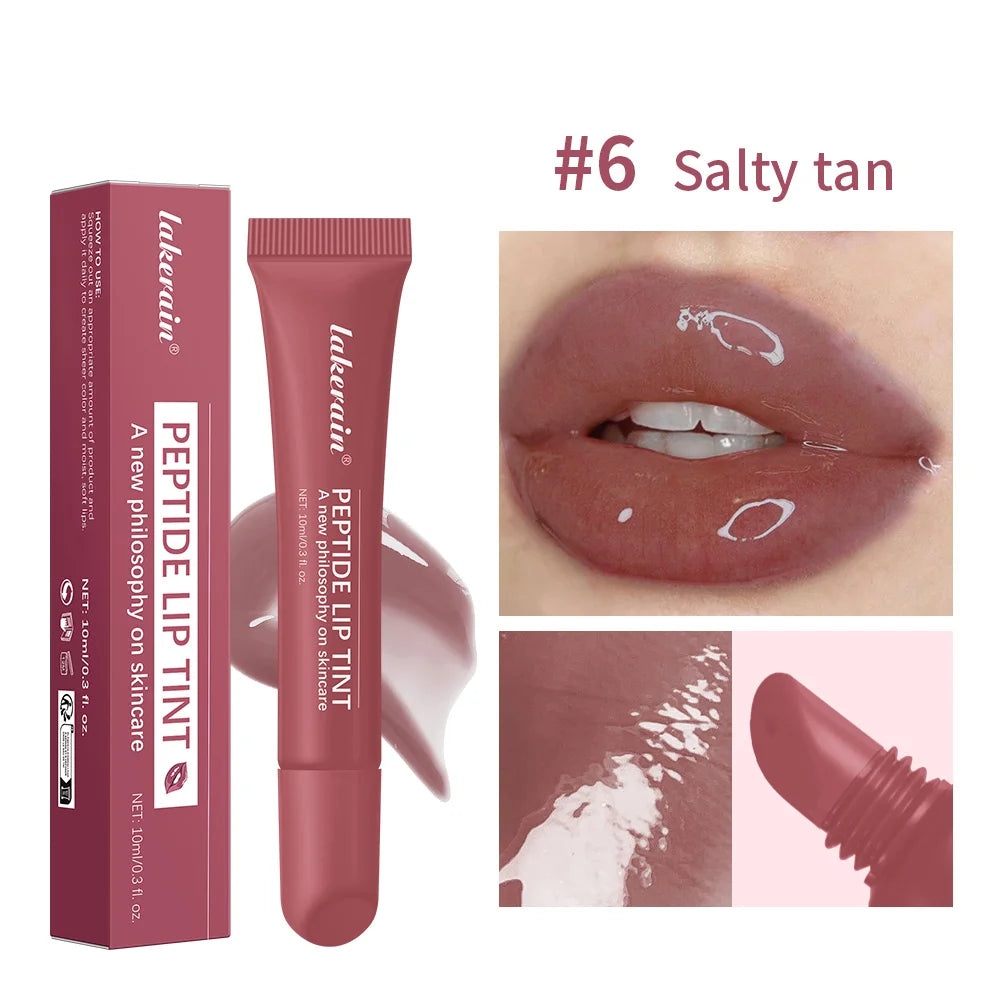 Peptide Lip Tint Gloss – Mirror Shine, Moisturizing, 8 Shades Lip Gloss Oasis Select 6salty tan