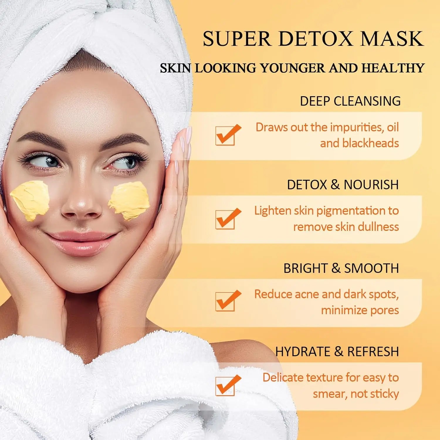 Turmeric Vitamin C Clay Mask Clay for Dull & Blemish-Prone Skin, Deep Cleansing Facial Mask, Face Masks Skincare Oil Control Oasis Select