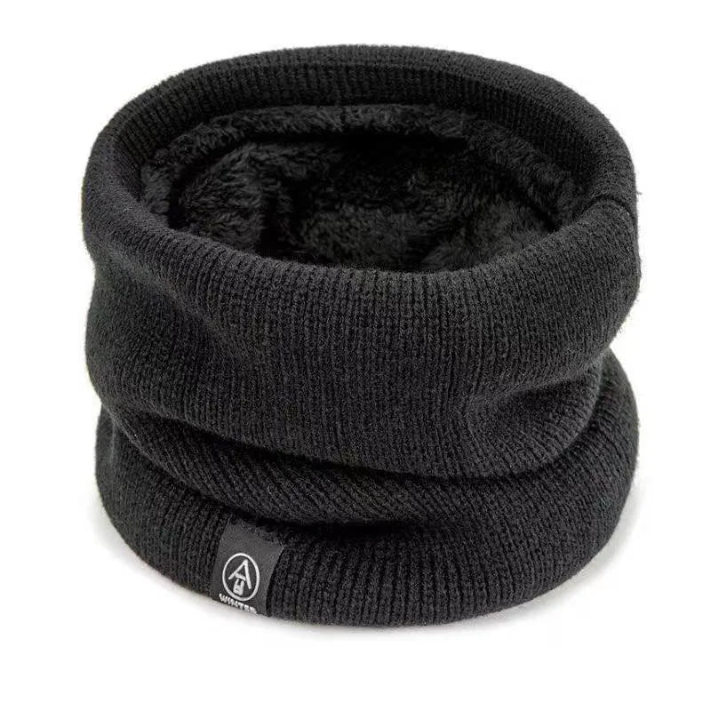 Warm Knitted Scarf Thickened Plush Windproof Winter Neck Gaiter Cold Weather Outdoor Sport Ski Running Men Women Tube Scarf Oasis Select black