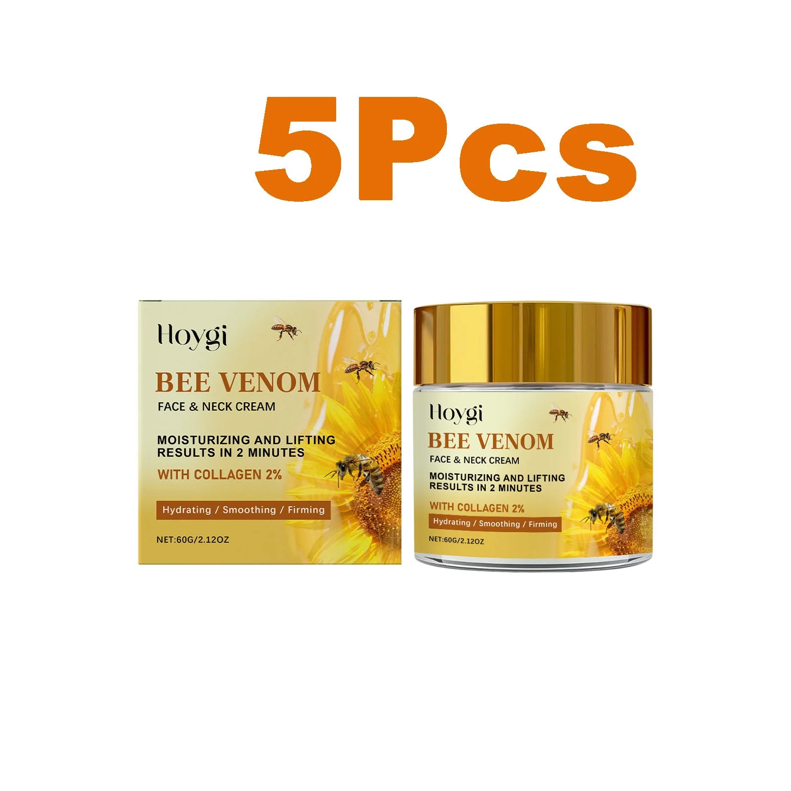 Hoygi Bee Venom Firming Cream – Anti-Aging Face & Neck Anti-Aging Face Cream Oasis Select 5 x 60g Boxed