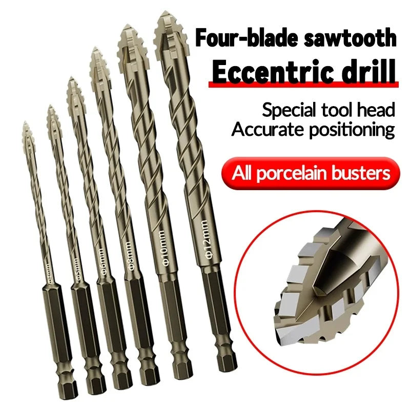 4pcs Concrete Drill Bit Kit Tungsten Carbide Drill Hard Alloy Cross Drill Bits Set for Glass Plastic Wood Brick Puncher Oasis Select