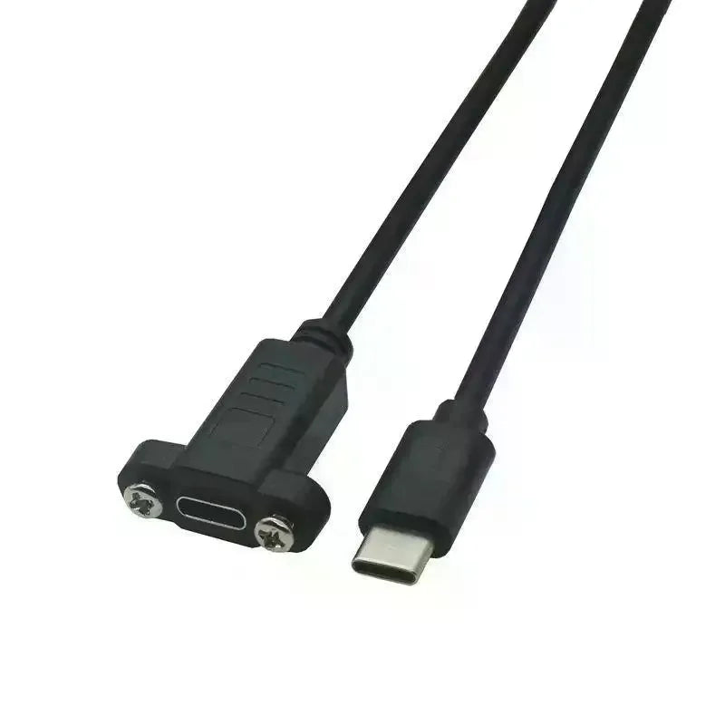 1Pcs Panel Mount Type-C USB-C Male To Female Extension Cable With Screw Hole Lock Connector Cable 0.3/0.5/1/1.5 Meters Oasis Select