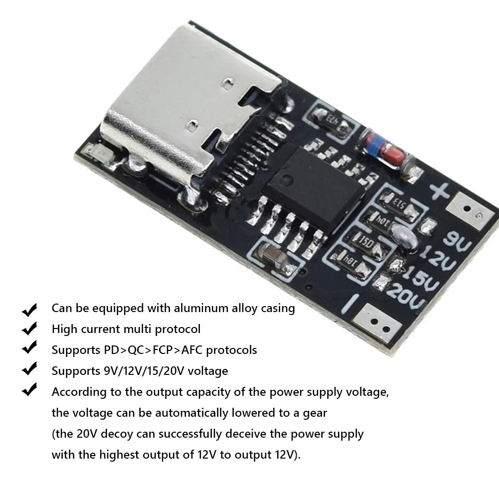 ALLOYSEED USB-C Fast Charging Trigger Board PD QC AFC 9V–20V USB Charging Module Oasis Select