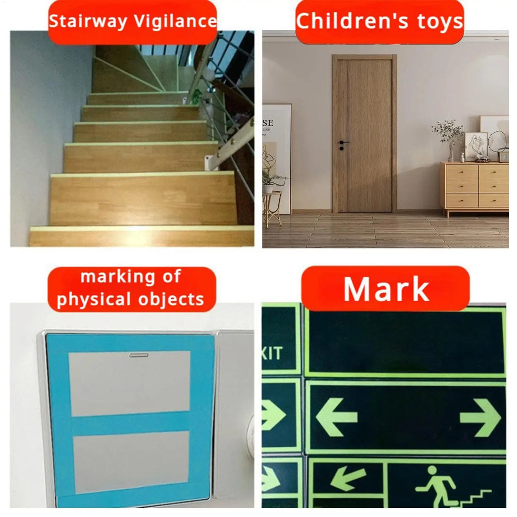 Fluorescent Tape Glow in the Dark Adhesive Safety Egress Markers Safety Tape Wear-Resistant Fluorescent Glow Tape Fluorescent Oasis Select